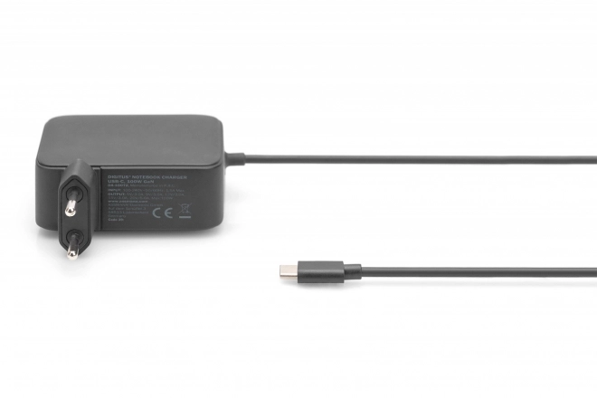 Napájecí nabíječka 1x USB-C PD 3.0 max. 100W GaN integrovaný kabel 1,2 m černý