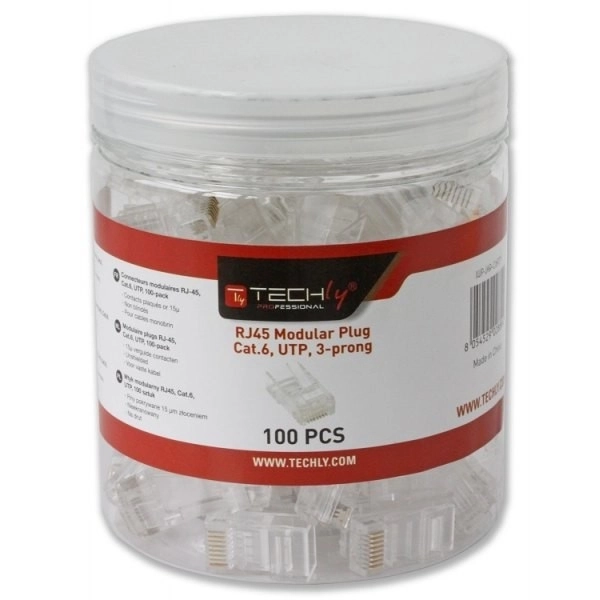 RJ45 UTP 8P8C cat.6 modulární zástrčka na drátu 100 ks.