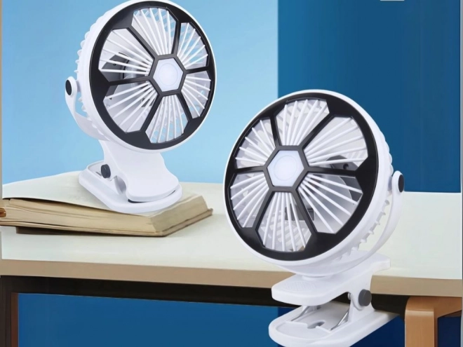 Stolní ventilátor s LED světlem a klipem