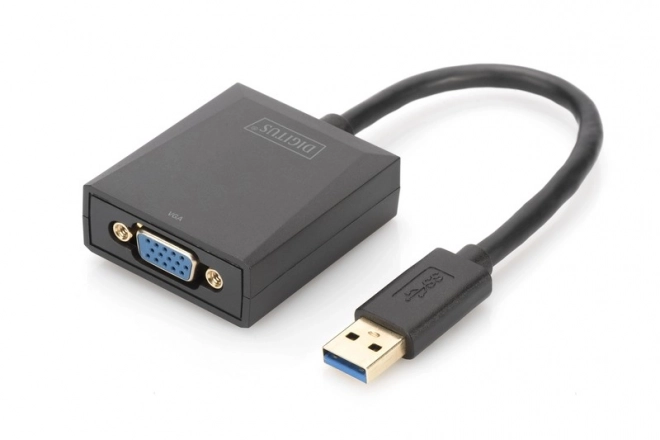 Adaptér grafický VGA 1080p FHD na USB 3.0, hliníkový, černý