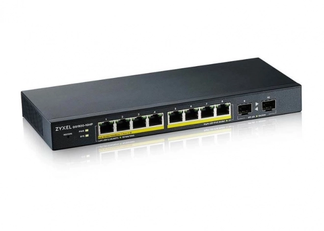 Přepínač GS1900-10HP v2 8portový L2 PoE 2xSFP 70W 802.3at