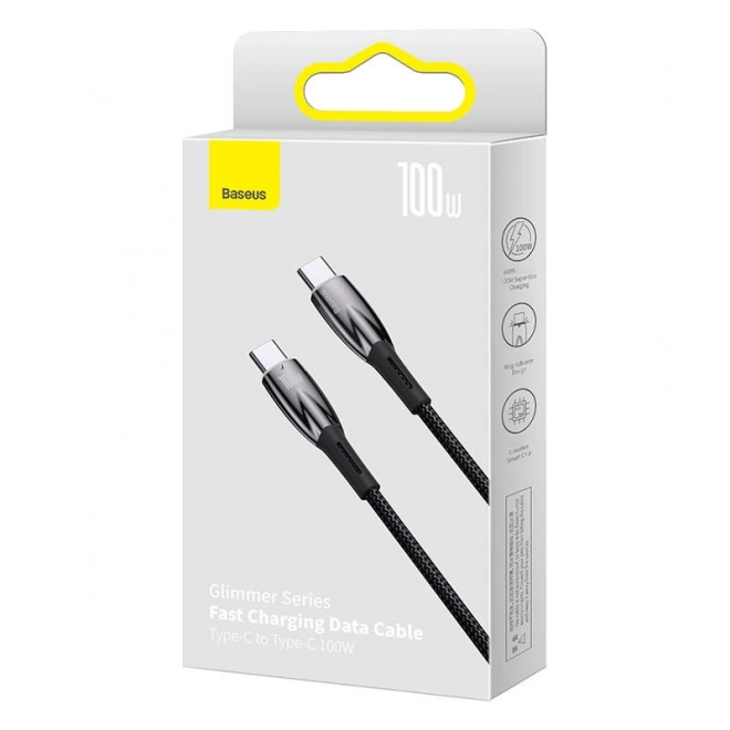 Kabel Baseus Glimmer USB-C na USB-C 100W 1m černý
