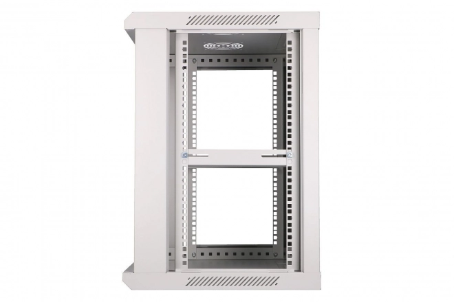 Nástěnná rack skříň 12U 600×450, šedá, prosklené dveře EXTRALINK