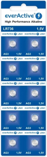 Alkalické knoflíkové baterie everActive LR41 (LR736/AG3) 1,5 V – blister 10 ks