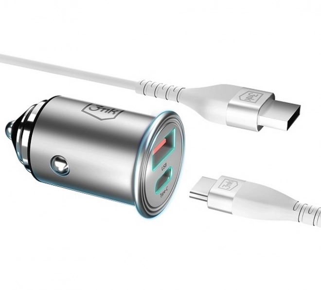 Nabíječka do auta 30W 1xUSB-C+USB-A PD