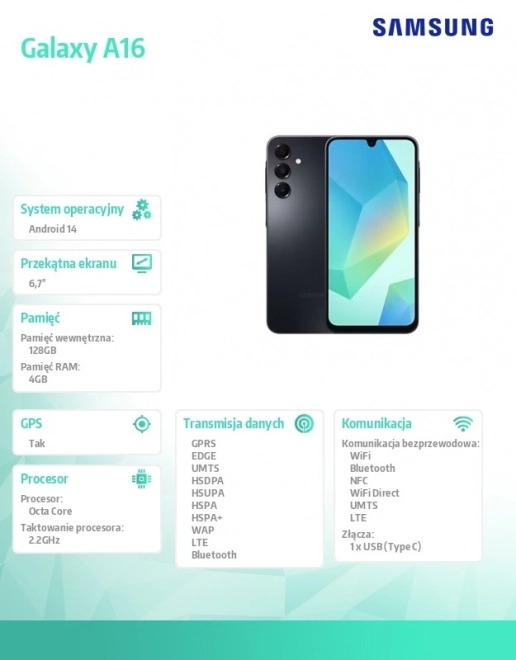 Chytrý telefon Galaxy A16 LTE 128 GB černý