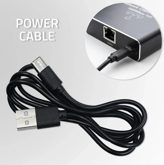 Ethernet rozdělovač mini switch 1x3 RJ45 1000Mb/s USB-C hliníkový