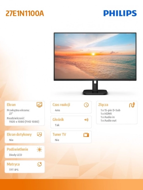 Monitor Philips 27 palců IPS 100Hz HDMI Reproduktory