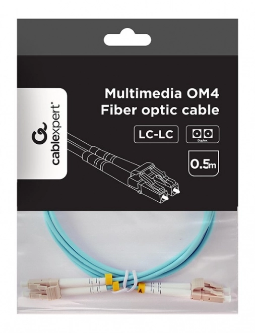 Světelný kabel duplex OM4 LC/LC 0,5m