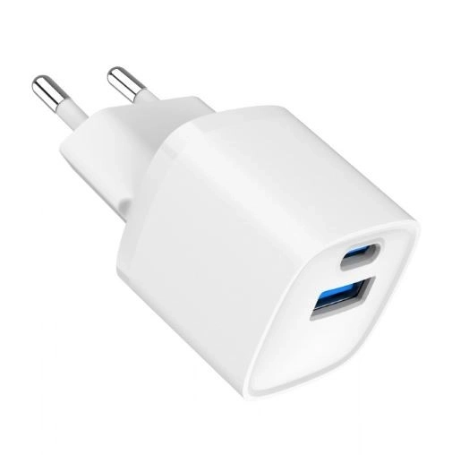 USB-A USB-C 20W PD QC3.0 mini-nabíječka bílá