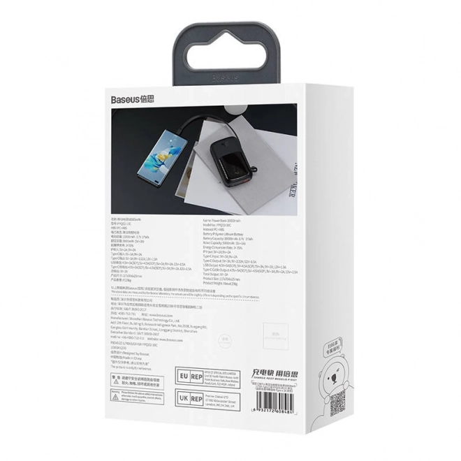 Powerbanka Baseus Qpow Pro s USB-C kabelem černá