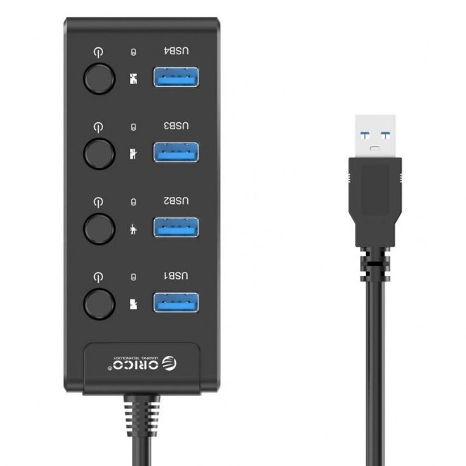 Orico USB rozbočovač 3.0 s přepínači, 4 porty