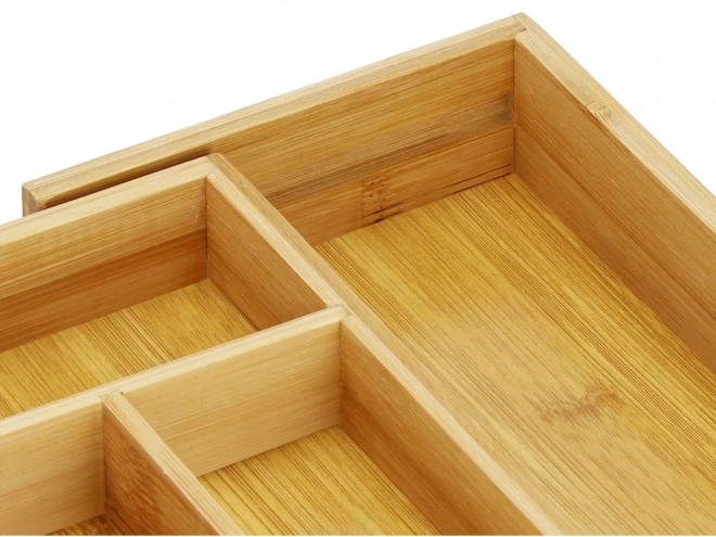 Vložka do zásuvky organizér kuchyňských příborů bambus 7 přihrádek 39 cm d