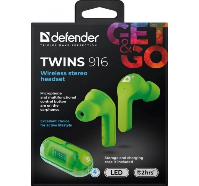 Bezdrátová sluchátka Twins 916 zelené