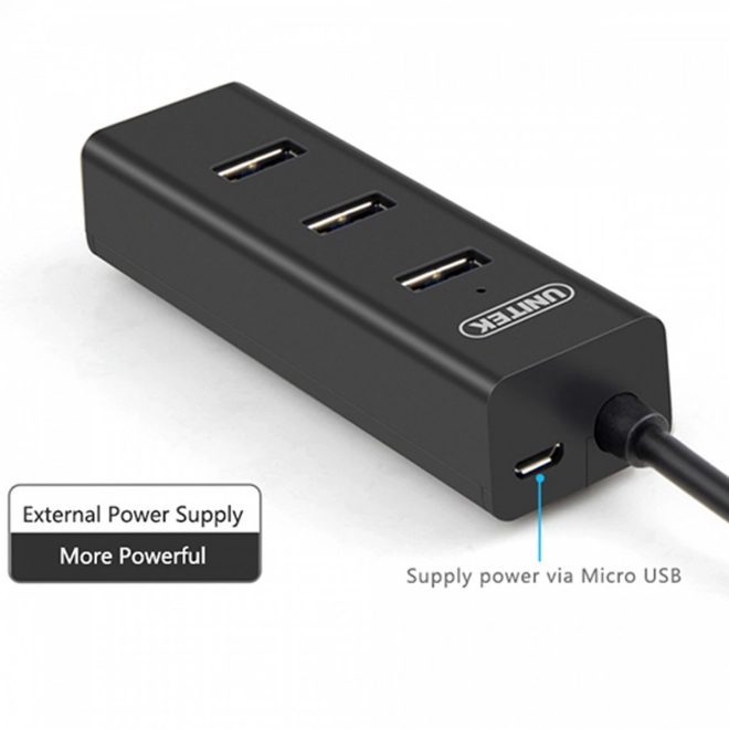 Rozbočovač 4x USB 3.0; BC1,2; ČERNÝ