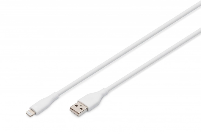 Silikonový napájecí kabel USB-A - Lightning, USB 2.0 12W, certifikovaný MFI, 0,5 m, bílý