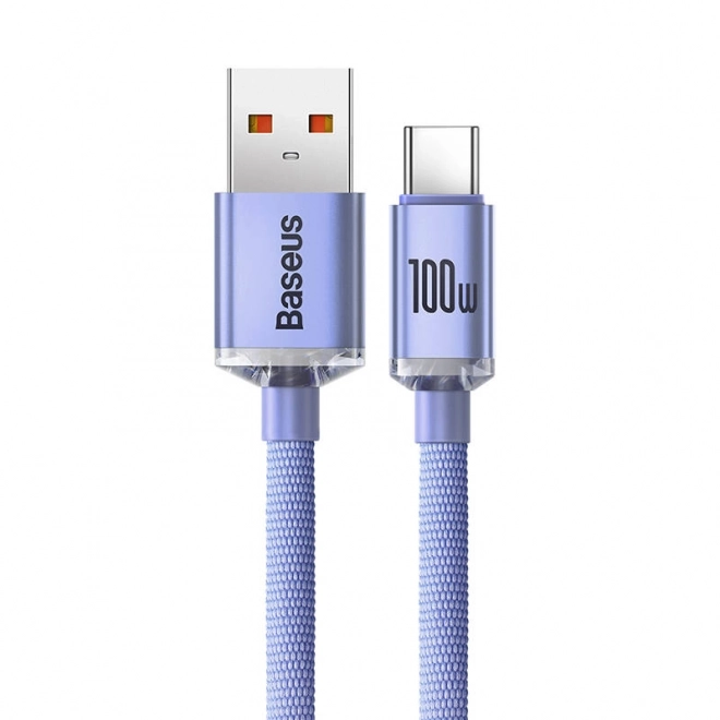 Baseus Crystal Shine kabel USB na USB-C, 5A, 1,2 m (fialový)