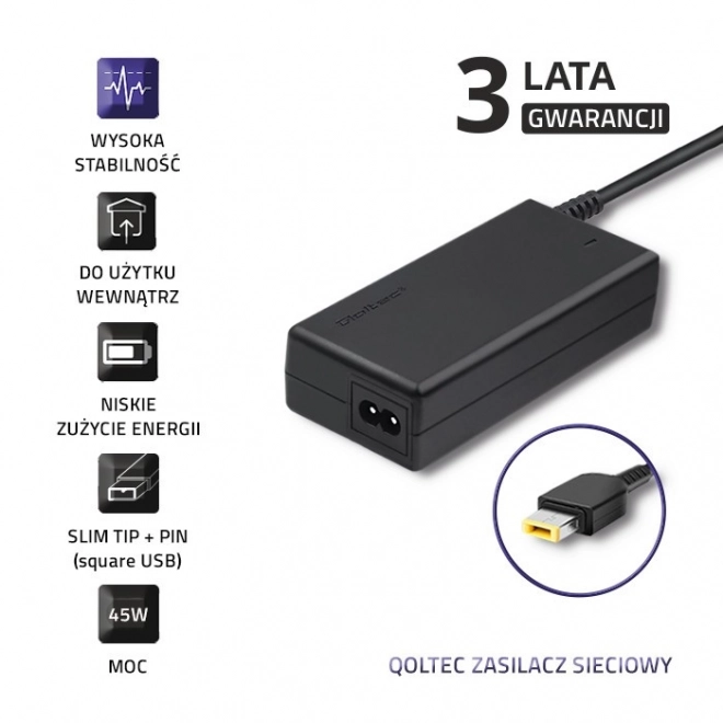 Napájecí zdroj pro Lenovo 45W | 20V | 2,25A | Slim Tip + pin