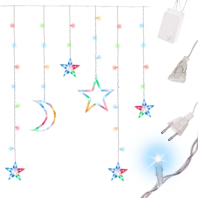 LED závěs s hvězdičkami a měsíčky - 3 m, 138 LED – Barevný
