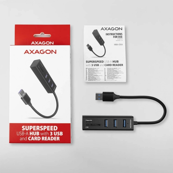 Wieloportový hub USB AXAGON HMA-CR3A se čtečkou karet