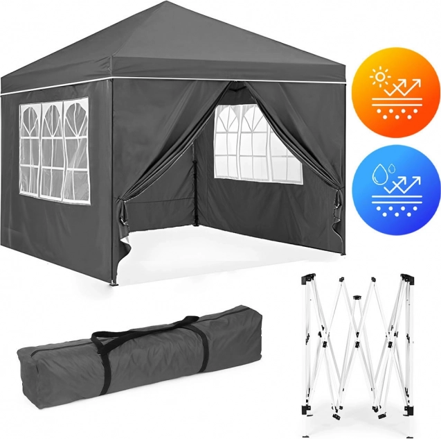 Zahradní pavilonový stan 3x3 m Pop-Up se 4 bočními stěnami MultiGarden