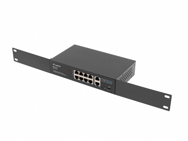 LANBERG 8portový PoE+ switch 10/100 Mb/s se 2× gigabitovým uplinkem do racku