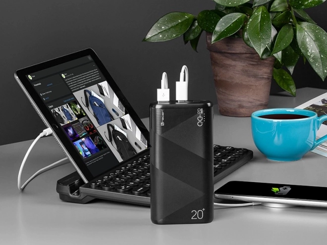 Powerbanka Amos 20000mAh QC3.0-PD20W BK černá