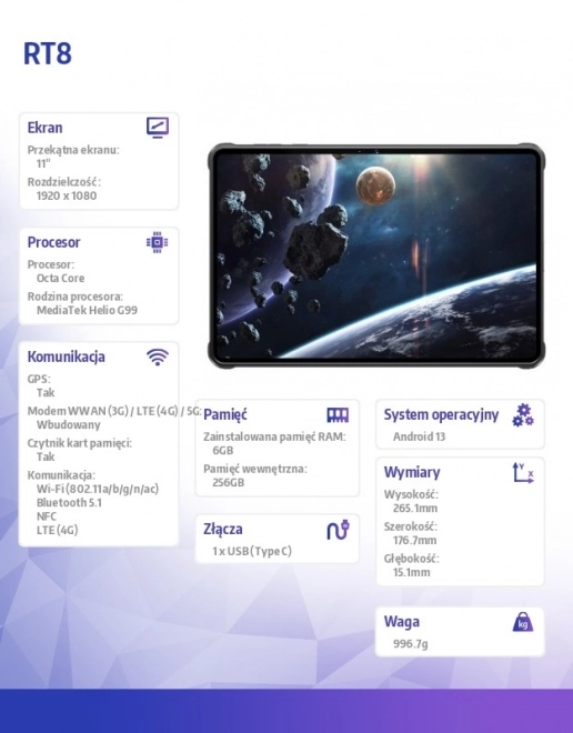 Tablet RT8 6/256GB IP69K černý