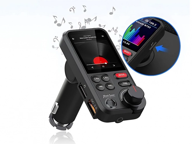 Bluetooth FM vysílač 5.0 s USB a LCD displejem