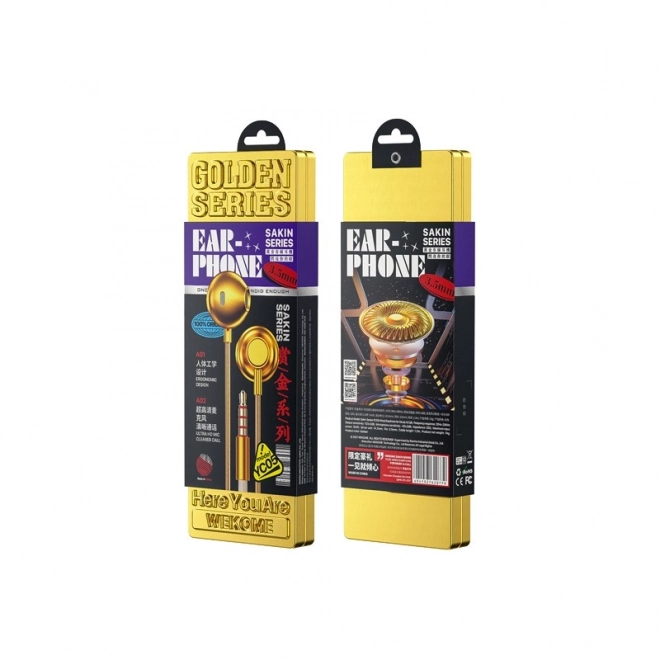 Kabelová sluchátka řady Sakin - 3,5 mm jack Gold