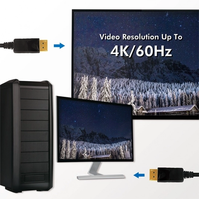 Kabel DisplayPort M/M 4K/60Hz, 3 m, černý