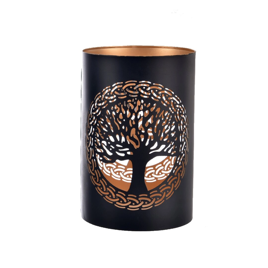 Levně Svícen TREE z kovu černo-zlatý 22 cm