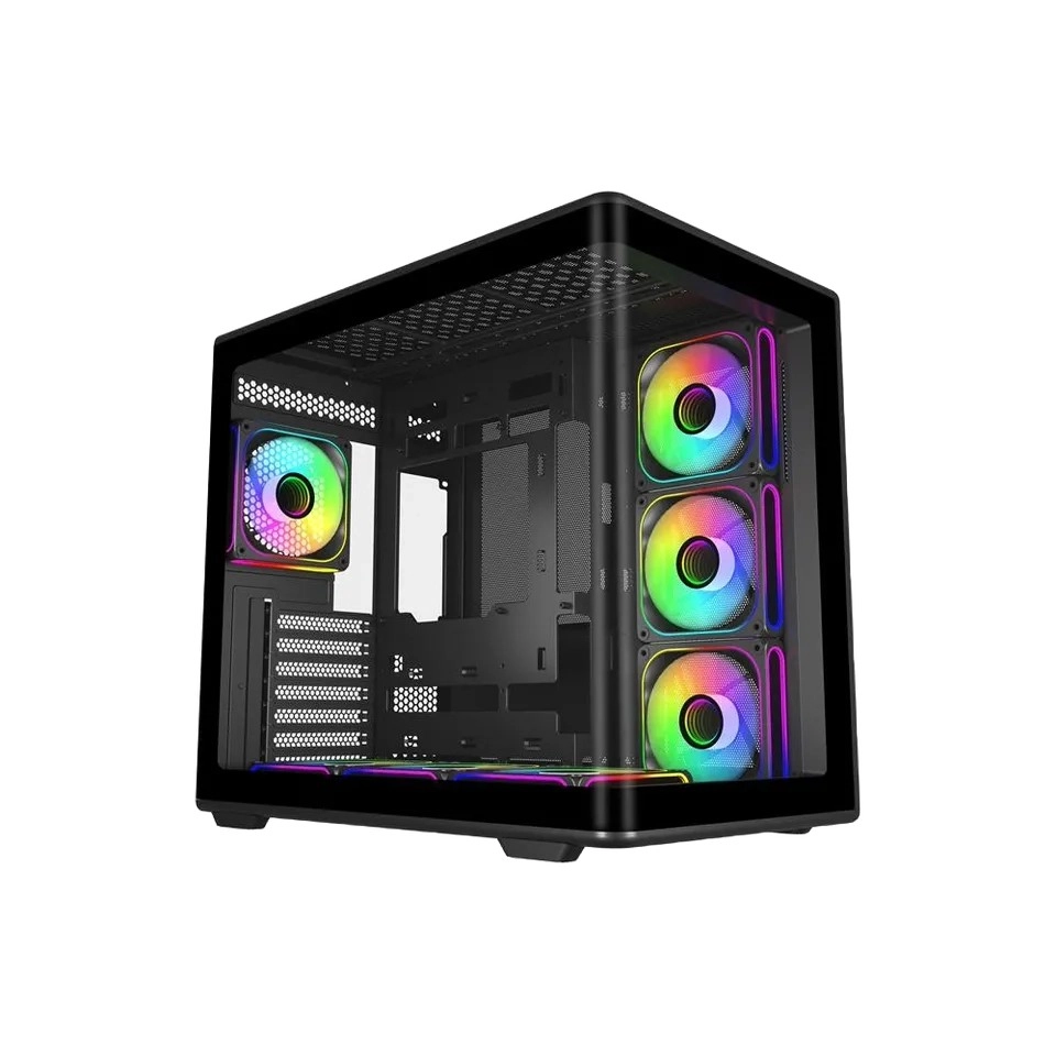 Levně Elite 600 černá skříň ATX mid-tower se 7× ARGB ventilátory a hubem