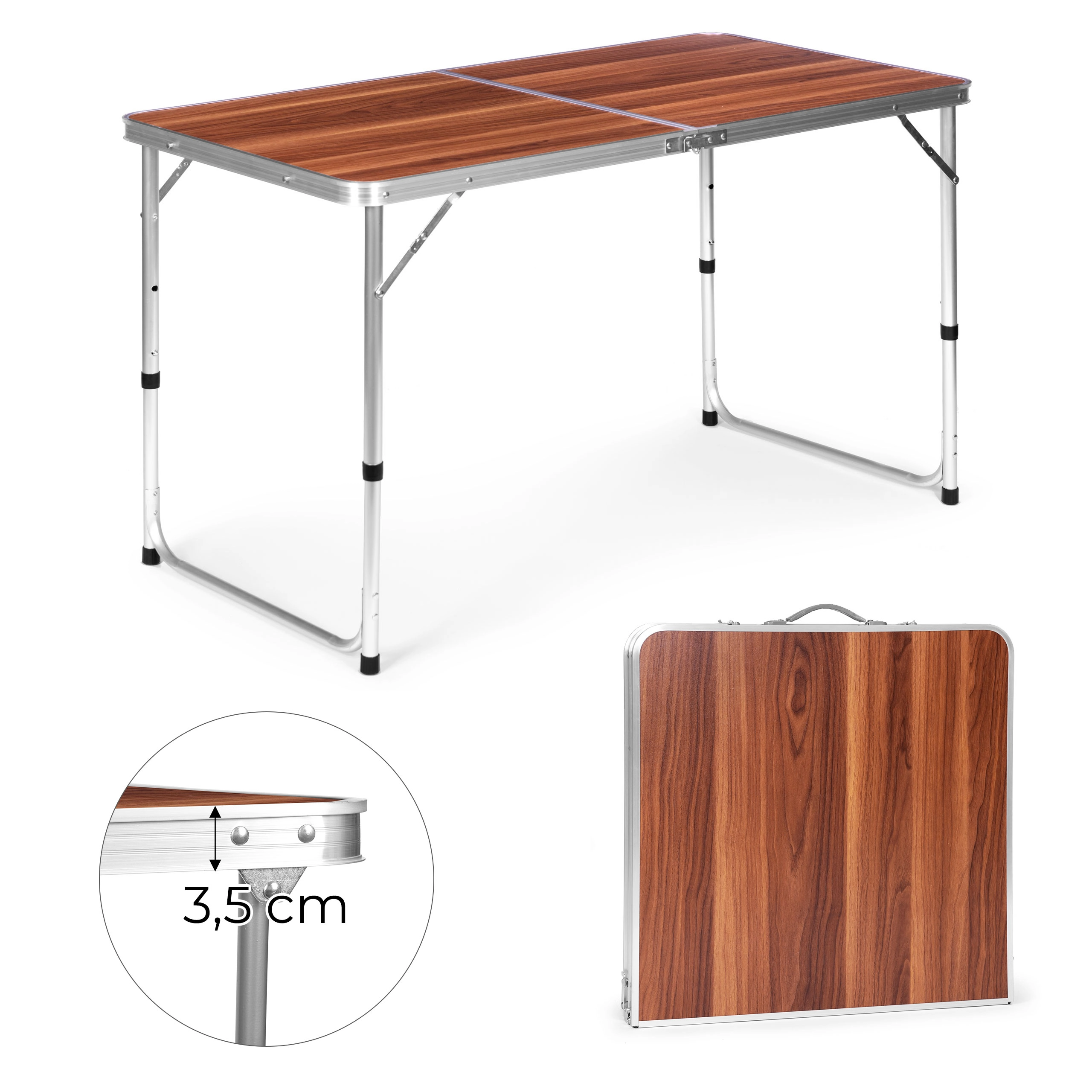 Levně Skládací kempingový stůl MultiGarden 120 × 60 cm, hnědá deska