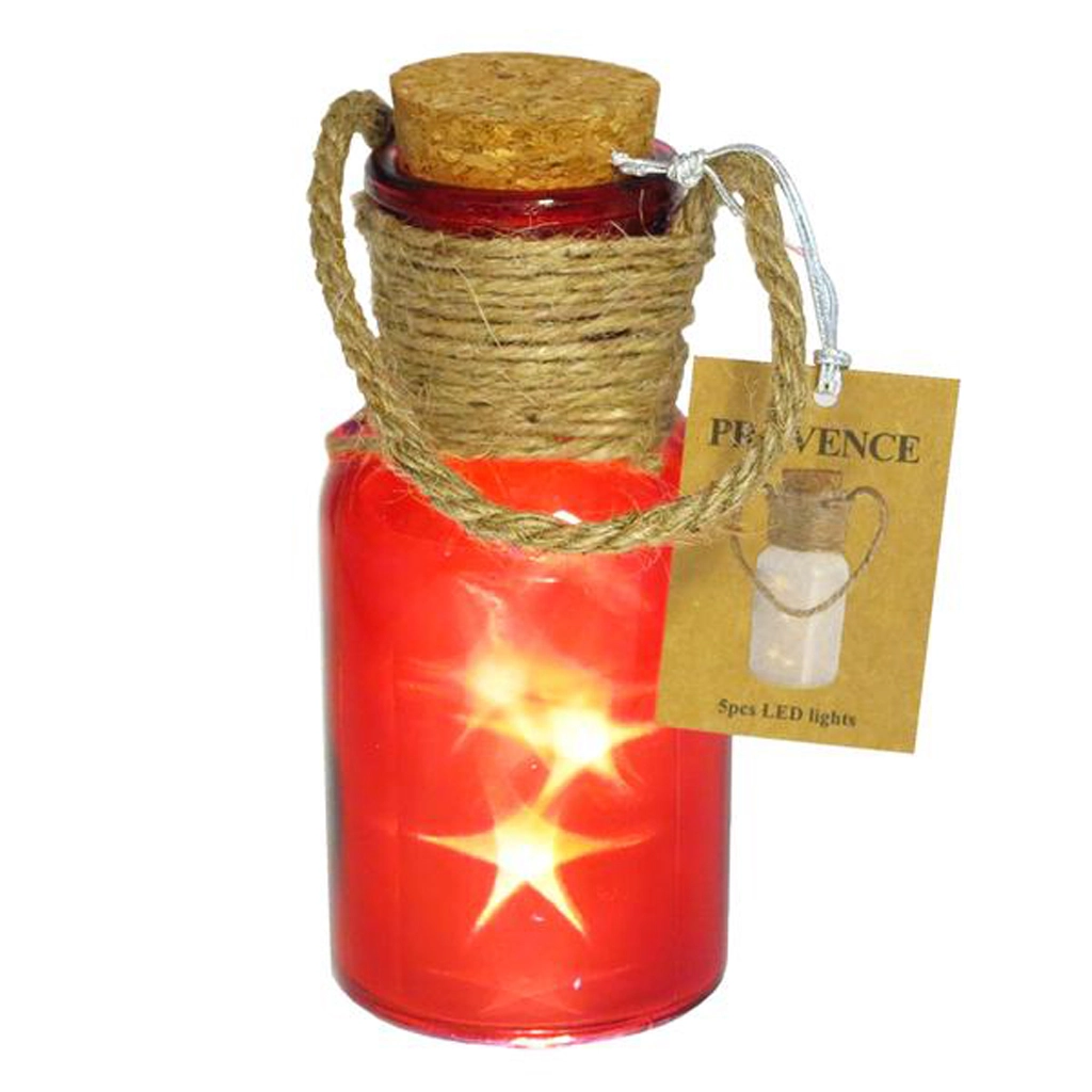 Levně TORO Dekorační sklenice 5 led provence 20cm červená