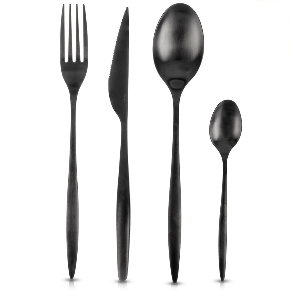 Levně Jídelní příbory Matt black 24 dílů