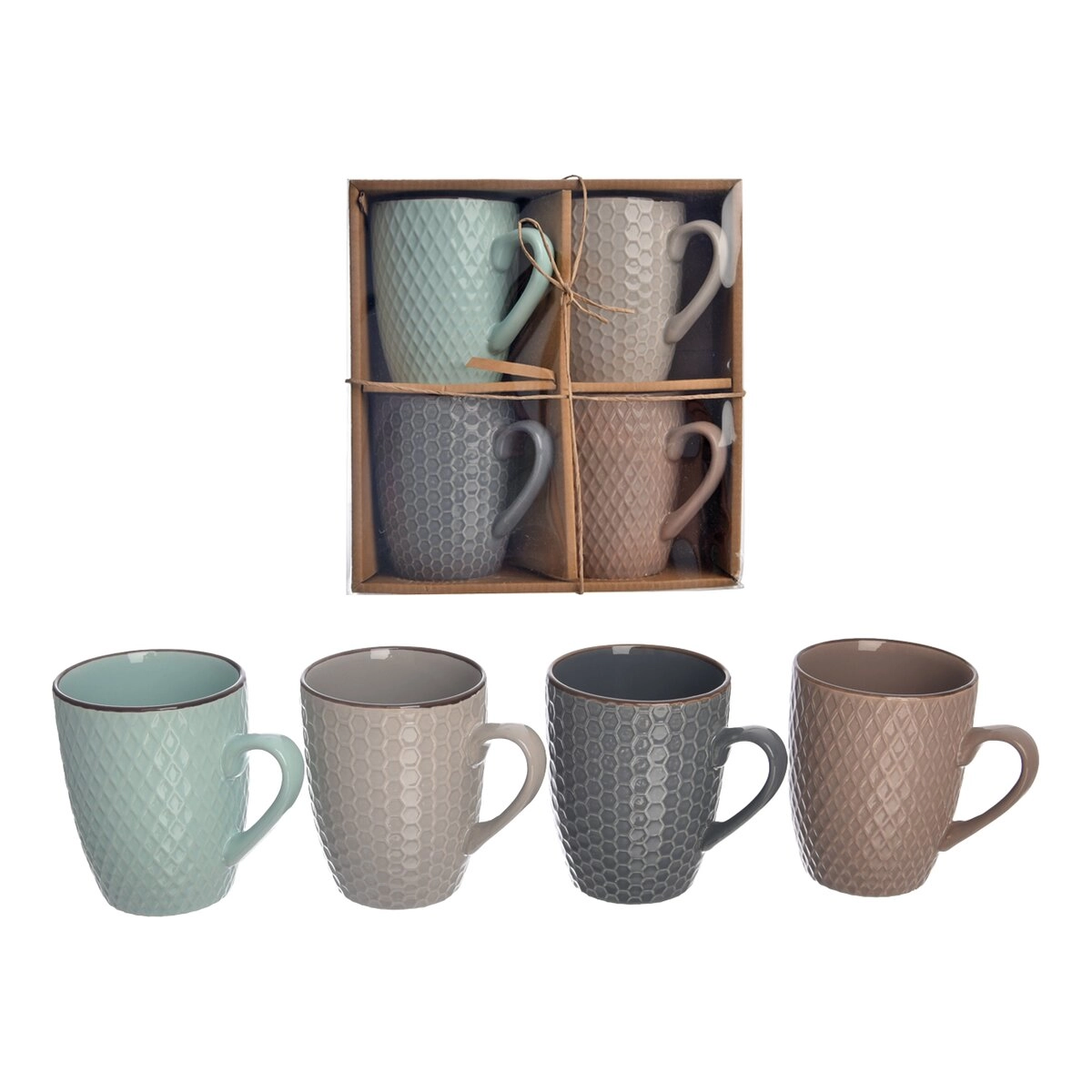 Levně EH Excellent Houseware Sada keramických šálků v pastelových barvách 4 šálky s kapacitou dárková kolekce 300 ml