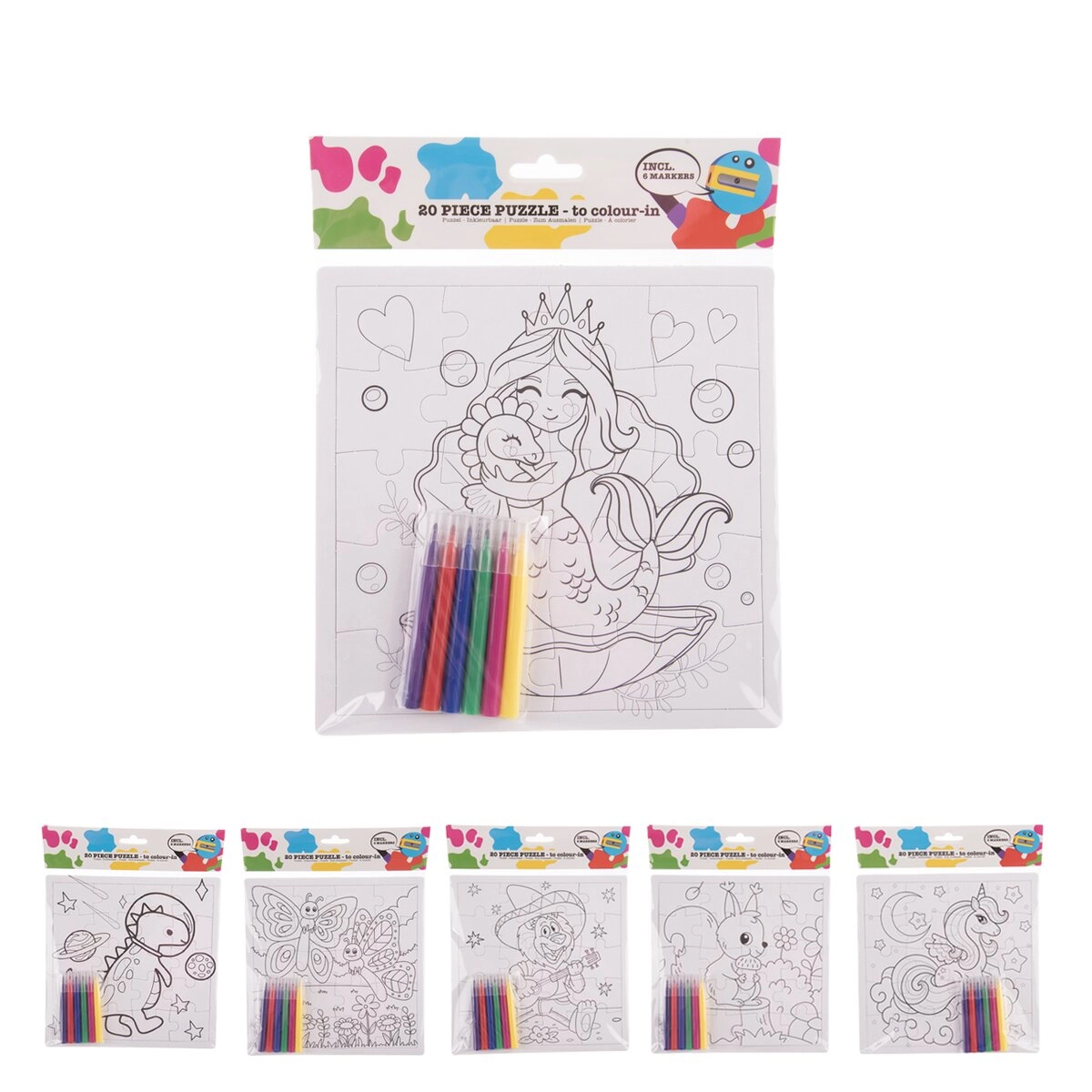 Levně Kreativní sada puzzle k vymalování 21 × 21 cm (mix motivů)