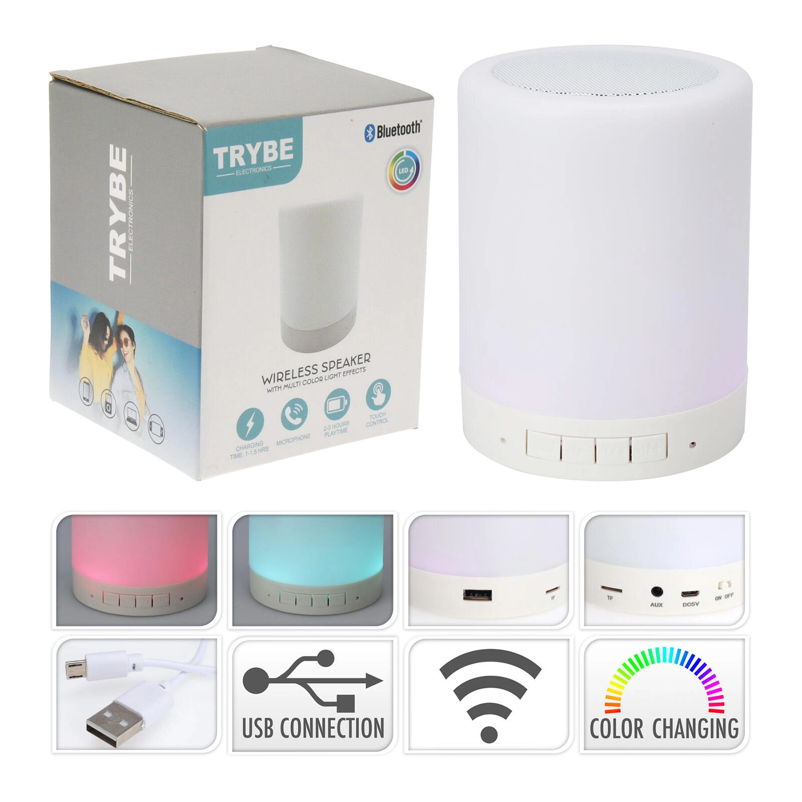 Levně Bezdrátový Bluetooth reproduktor se světlem, bílý
