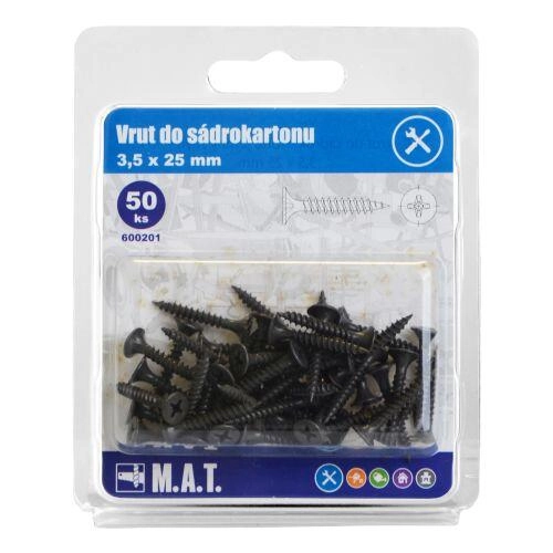 Levně M.A.T. Group Vruty do sádrokartonu 3,5 x 25mm fosfátované jemný závit (50ks)
