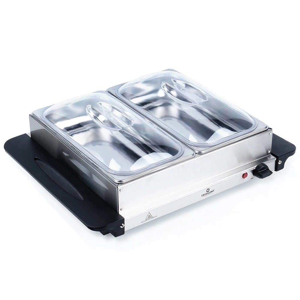 Elektrický nerezový bufetový ohřívač se 2 vložkami 200 W