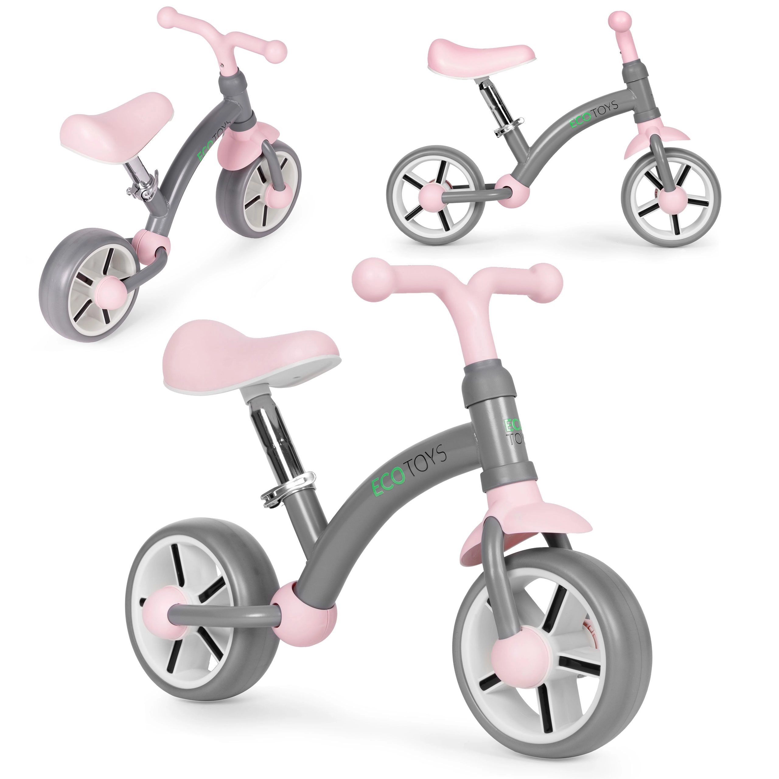 Levně Odrážedlo ECOTOYS s EVA koly a nastavitelným sedlem, šedé