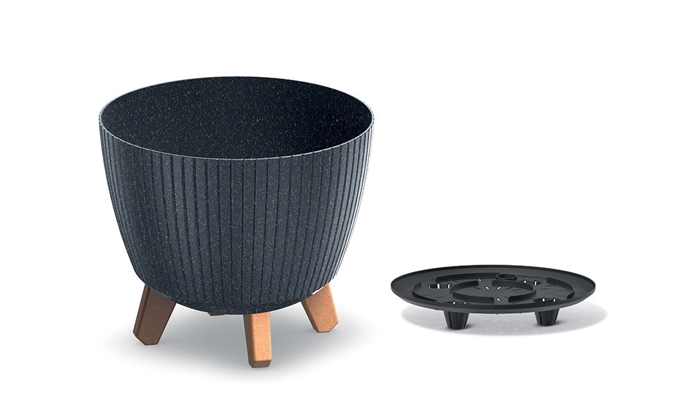 Levně Prosperplast Květináč LAMIAL ECO WOOD antracitový 23,2 cm