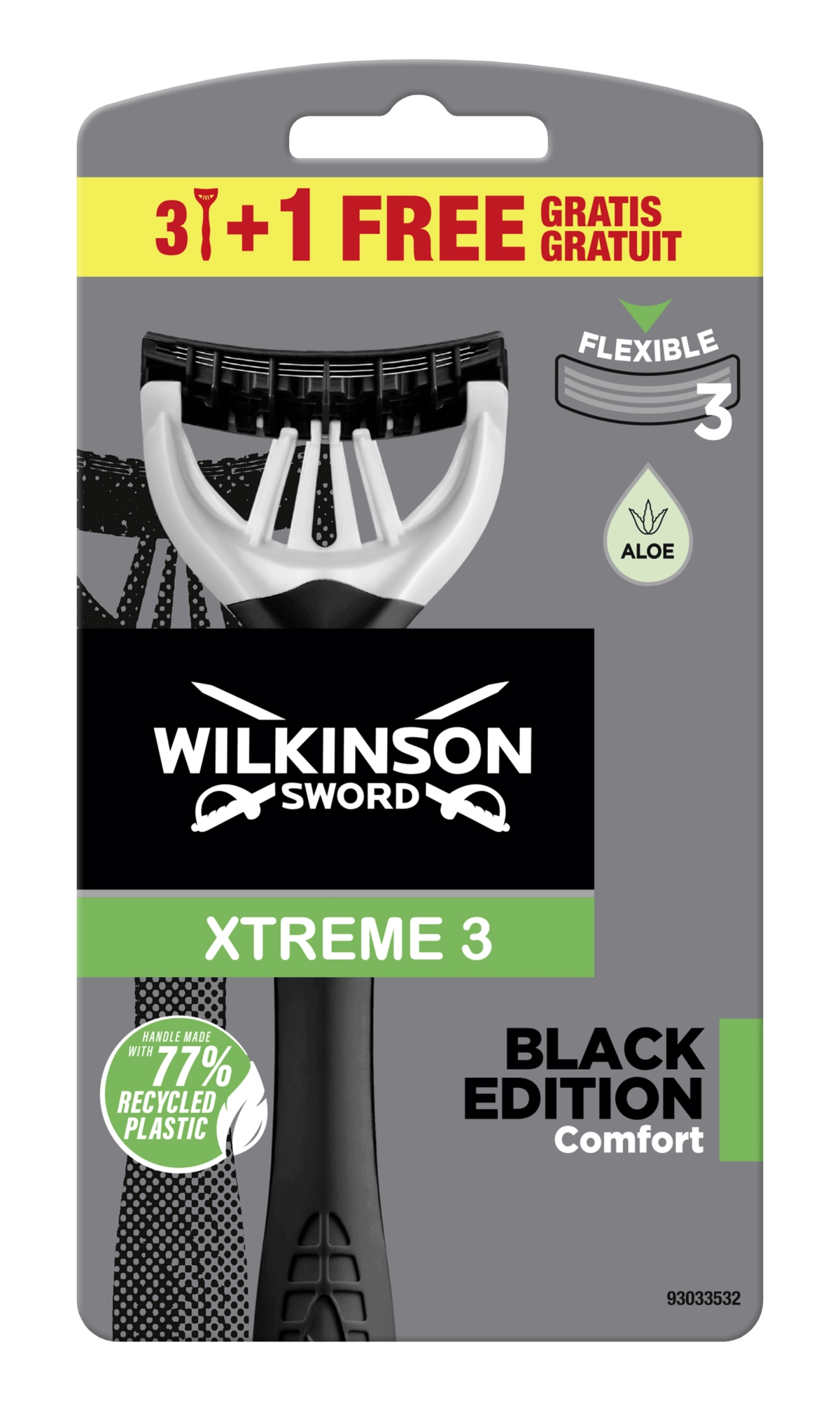 Levně Wilkinson Sword Xtreme 3 Black Edition Comfort 4 ks