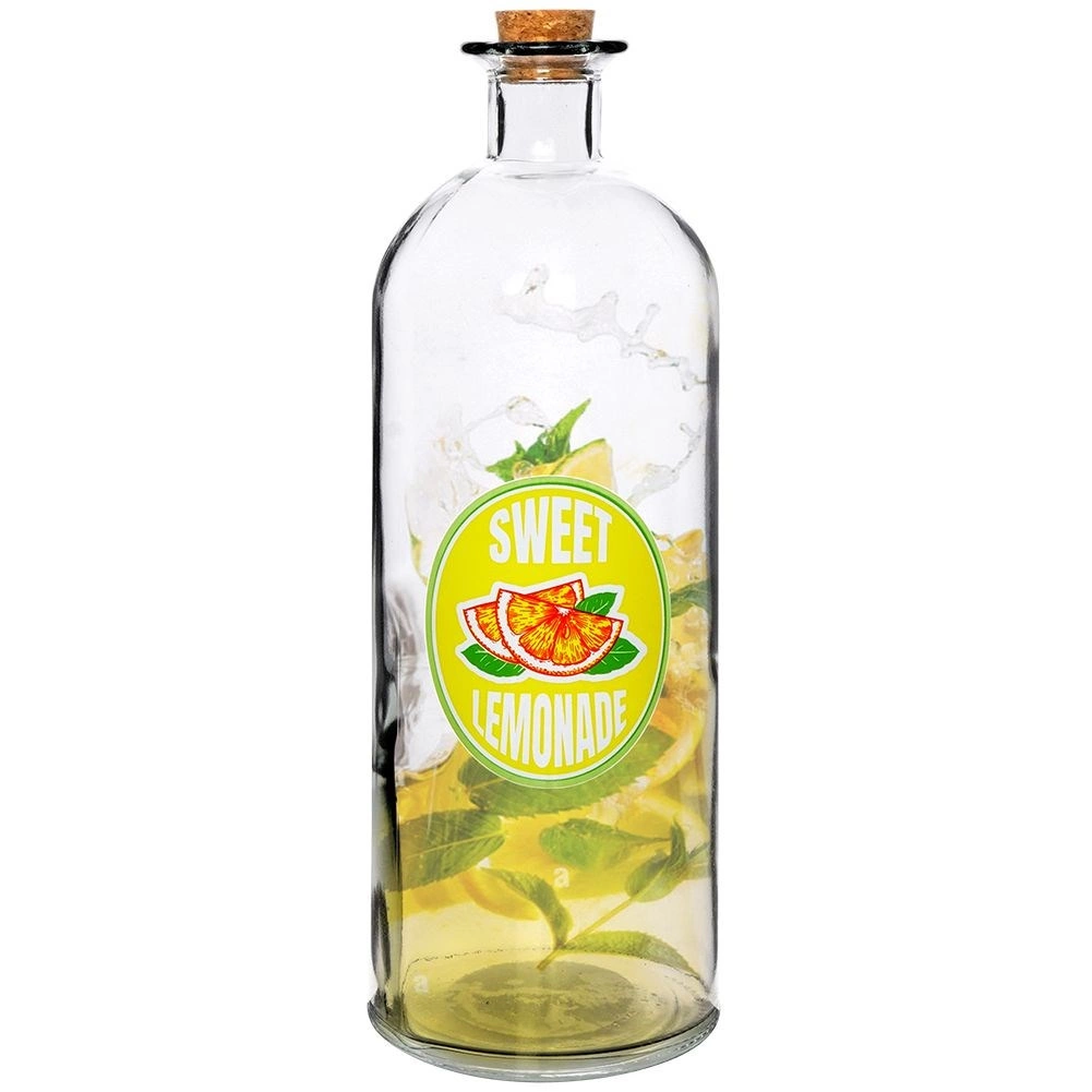 Levně Skleněná lahev na limonádu 1 l s korkem