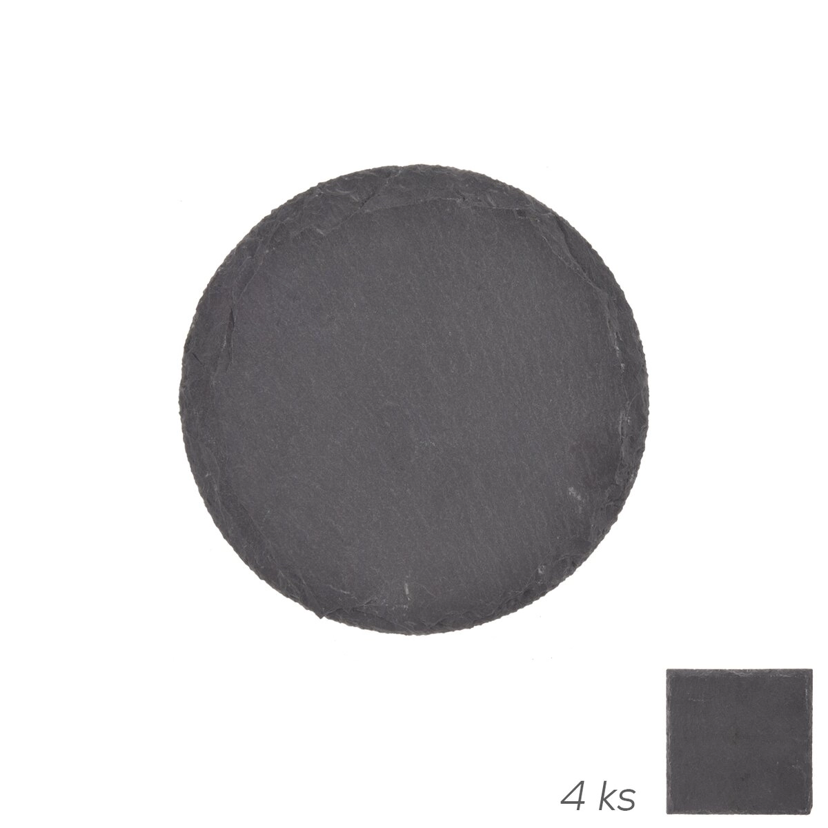 Levně Sada břidlicových podtácků 10 × 10 cm, 4 ks, mix