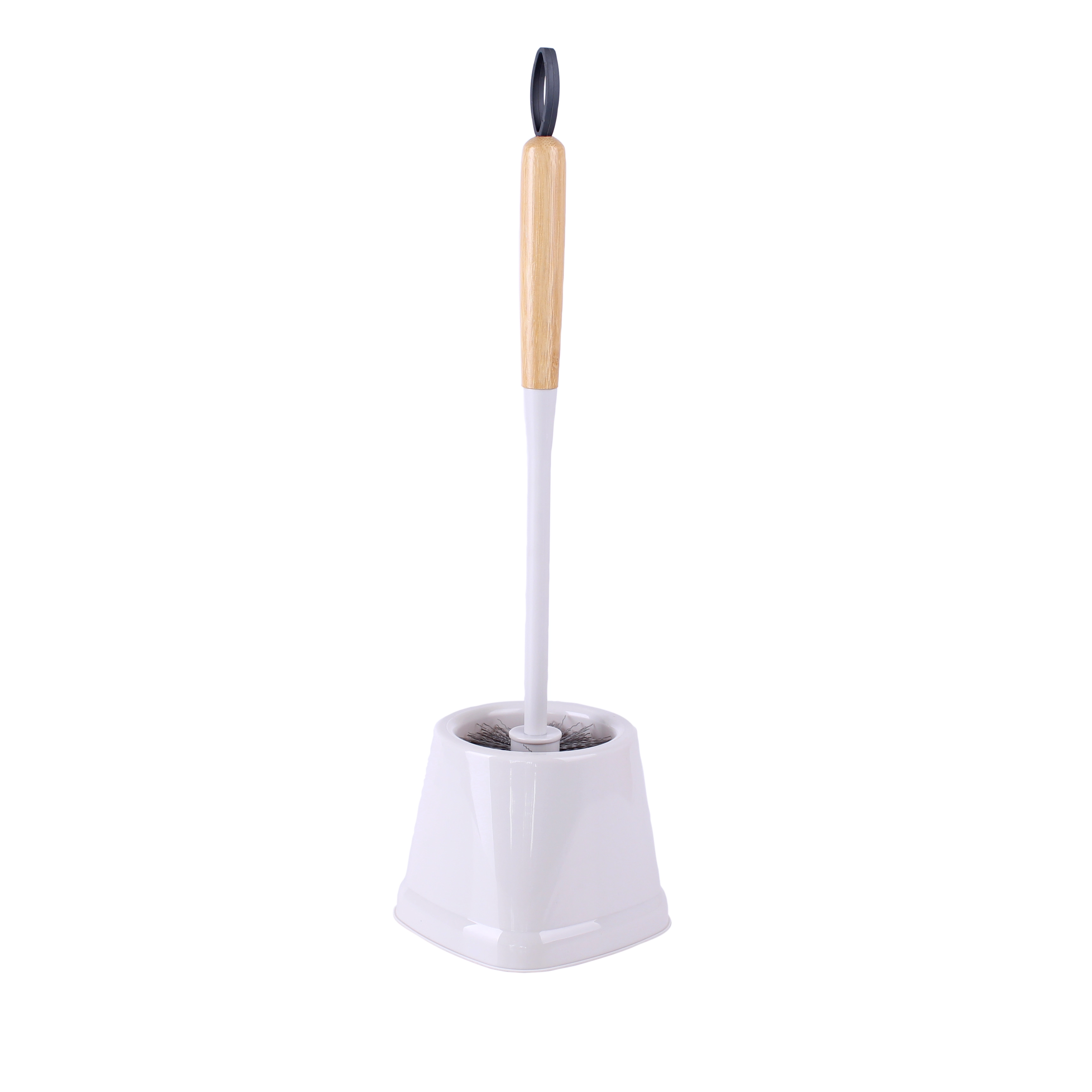 Levně Toro WC souprava bambusová rukojeť bílá