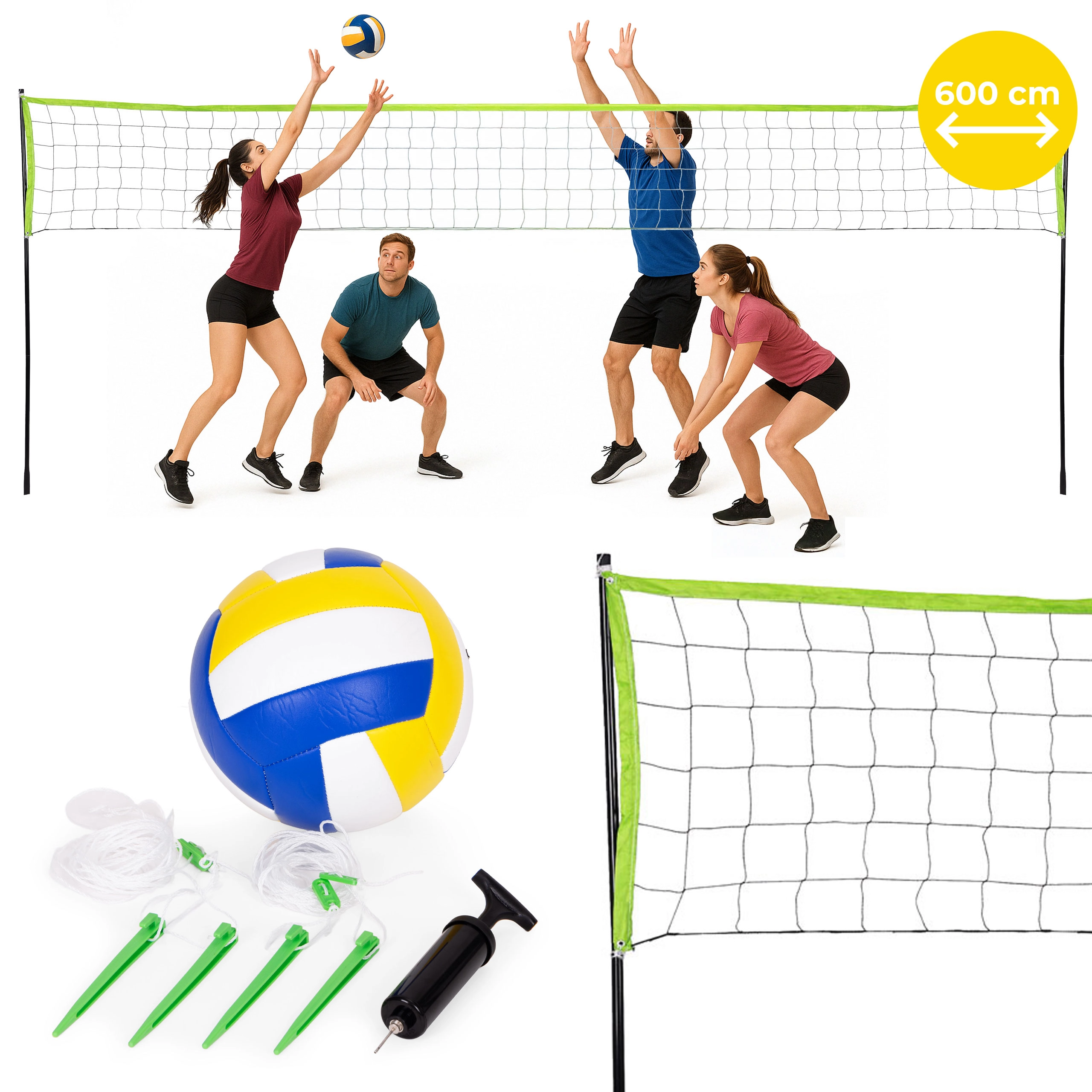 Levně ModernHome VS-5.7X2.3 Volejbalová/badmintonová síť s rámem 600×242 cm