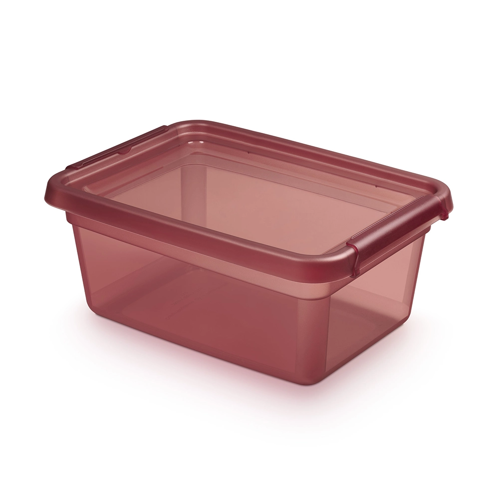 Levně BASESTORE úložný plastový box s víkem a klipsy 12,5 l rhubarb