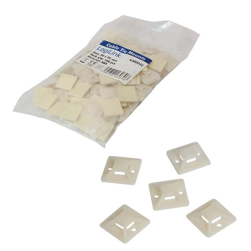 Levně LOGILINK KAB0042 Držák; samolepící; ABS; přírodní; Šíř.pásku: max.8mm; L: 19mm